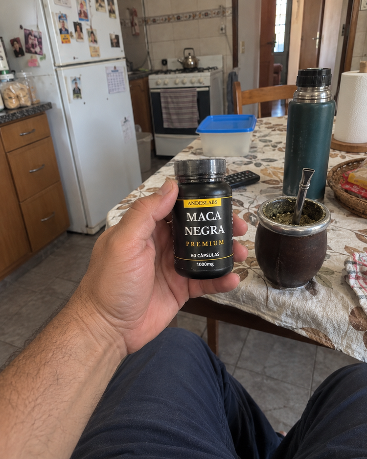Cliente sosteniendo el frasco junto a un mate